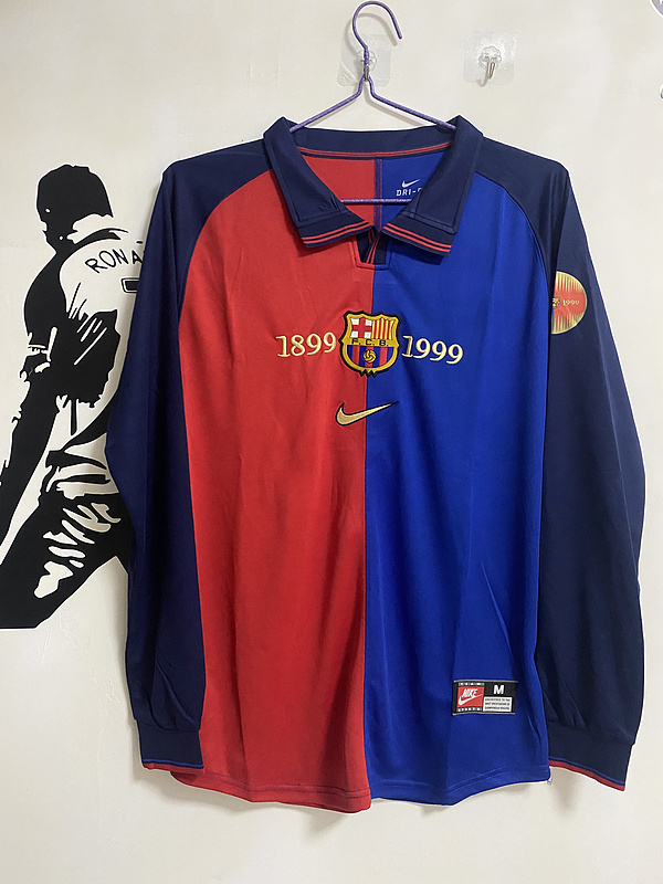 复古1899-1999巴塞罗那100周年纪念版长袖