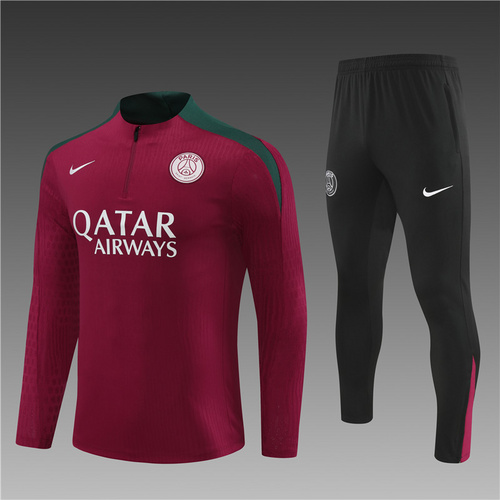 24/25 PSG 红色半拉链运动服