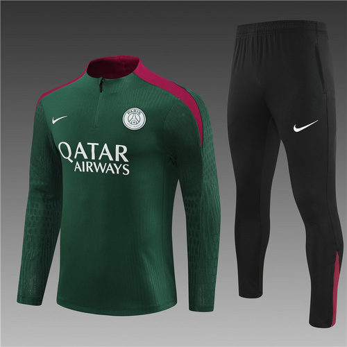 24/25 PSG 绿色半拉链运动服