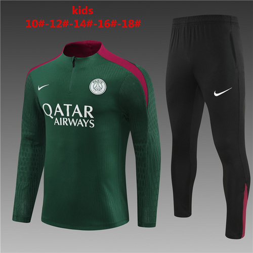 24/25 PSG 绿色半拉链儿童运动服