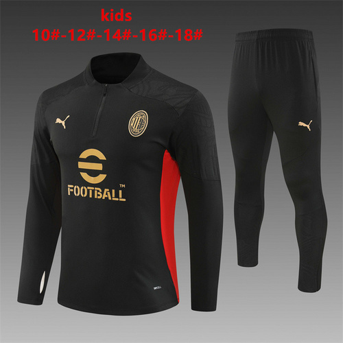 24/25 Ac Milan 黑色半拉链儿童运动服
