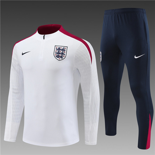 24/25 England 白色半拉链运动服