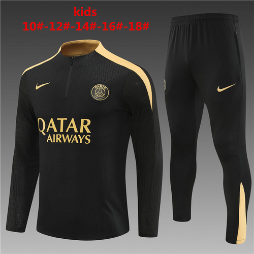 24/25 PSG 黑金色半拉链儿童运动服