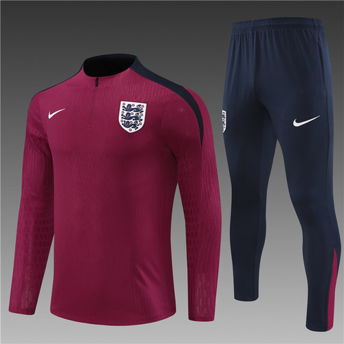 24/25 England 红色半拉链运动服