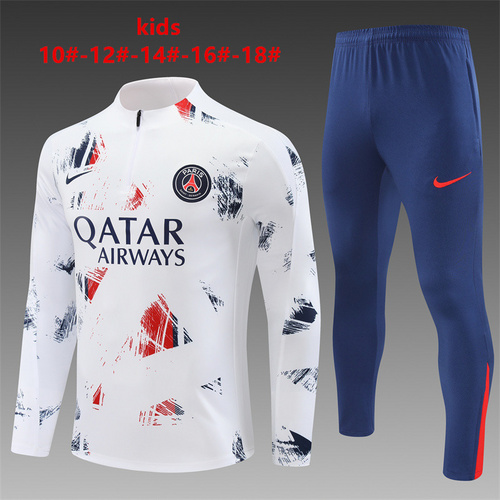 24/25 PSG 白色半拉链儿童运动服迷彩