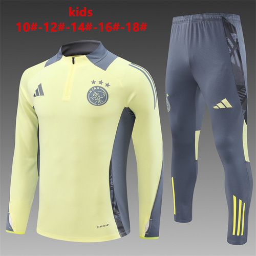 24/25 Ajax 浅黄色半拉链儿童运动服