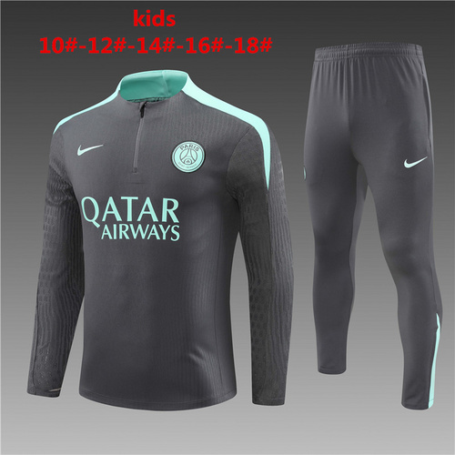 24/25 PSG 深灰色半拉链儿童运动服