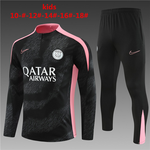 24/25 PSG 黑色半拉链儿童运动服迷彩