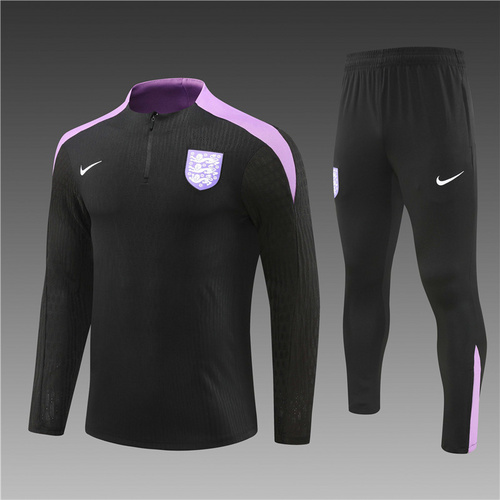24/25 England 黑色半拉链运动服