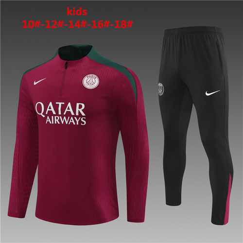 24/25 PSG 红色半拉链儿童运动服