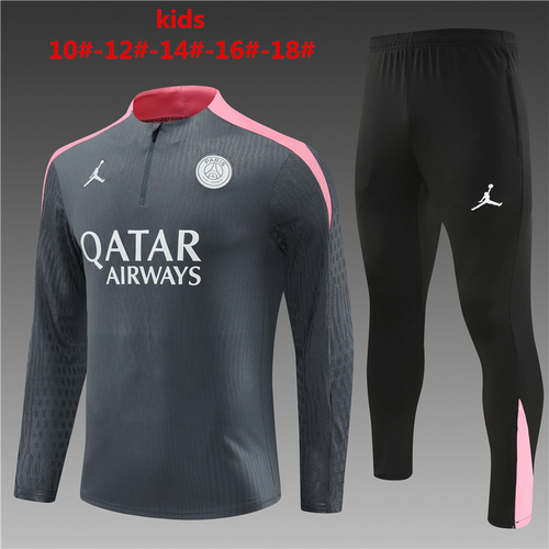 24/25 PSG 深灰色儿童半拉链运动服