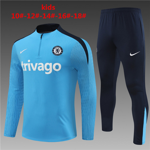 24/25 Chelsea 浅蓝色儿童半拉链运动服