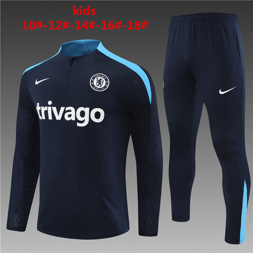 24/25 Chelsea 宝蓝色儿童半拉链运动服