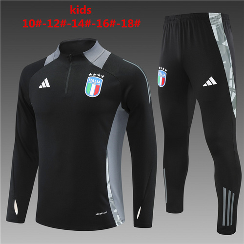 24/25 Italy Kid 半拉链运动服 黑色