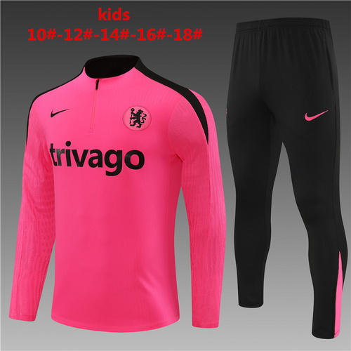 24/25 Chelsea 粉色儿童半拉链运动服