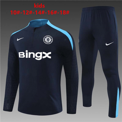 24/25 Chelsea 皇家蓝色儿童半拉链运动服 全新广告