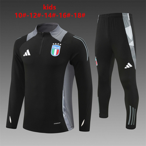 24/25 Italy Kid 半拉链运动服 黑色