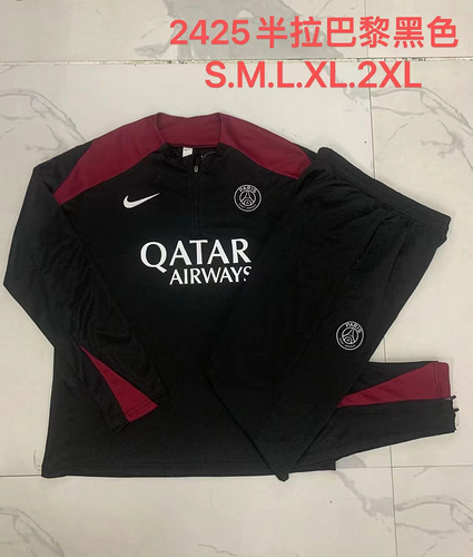 24/25 PSG 黑色半拉链运动服