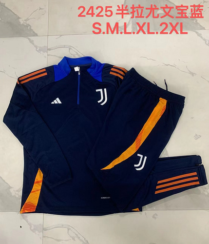 24/25 尤文图斯皇家蓝色半拉链运动服
