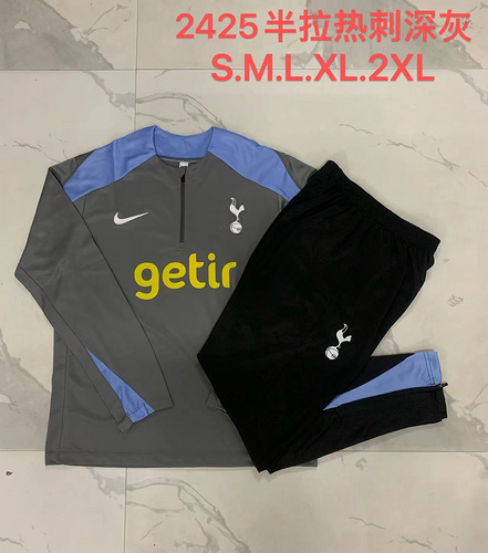 24/25 托特纳姆热刺队深灰色半拉链运动服