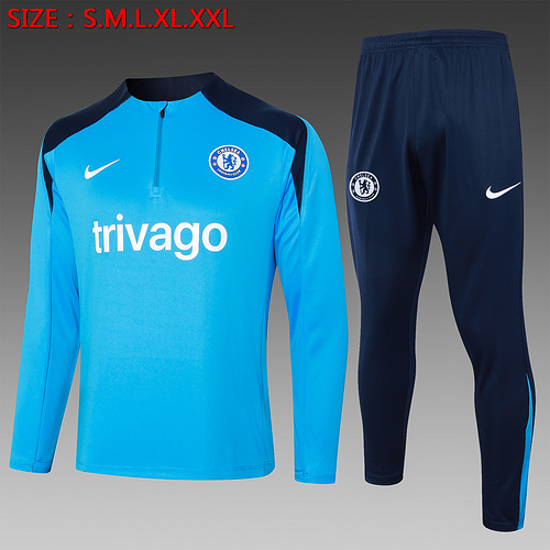 24/25 Chelsea 湖蓝色半拉链运动服