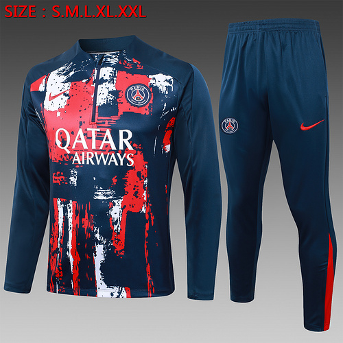 24/25 PSG 宝蓝色喷墨半拉链运动服