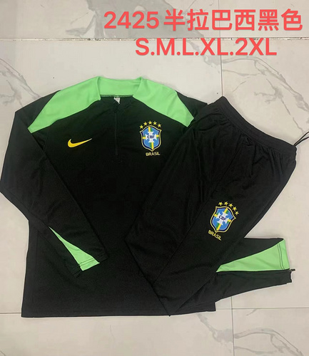 24/25巴西黑色半拉链运动服