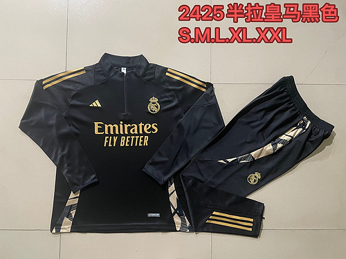 24/25 皇马黑色半拉链运动服