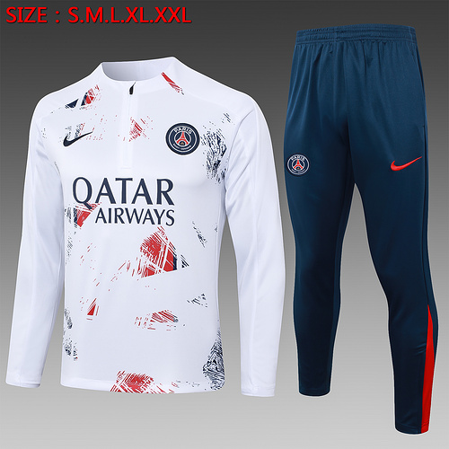 24/25 PSG 白色喷墨半拉链运动服