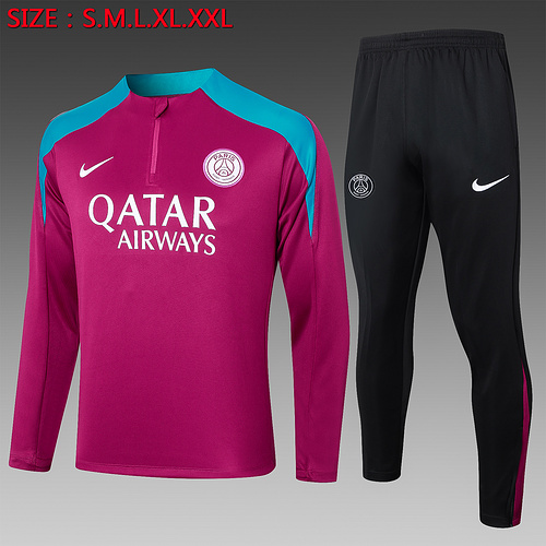 24/25 PSG 紫红色半拉链运动服