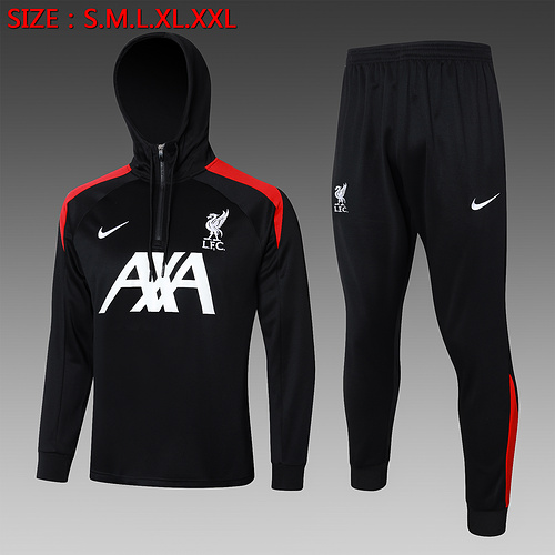 24/25 Liverpool 连帽半拉链运动服 黑色