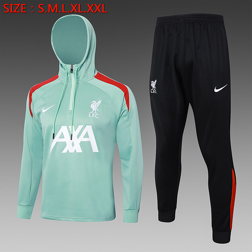 24/25 Liverpool 连帽半拉链运动服 豆绿色