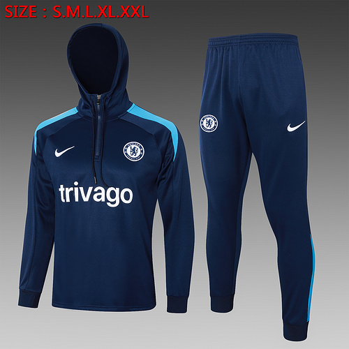 24/25 Chelsea 皇家蓝色半拉链连帽夹克