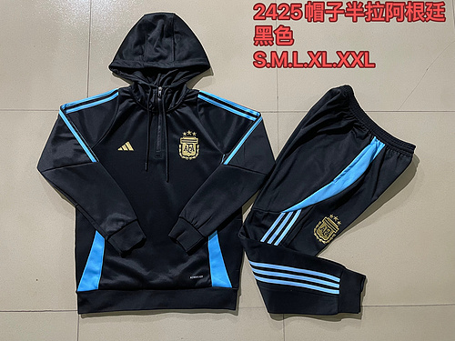 24/25 阿根廷 黑色半拉链连帽夹克