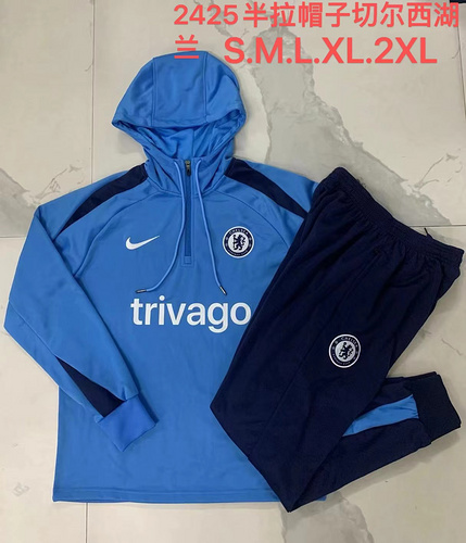 24/25 Chelsea 湖蓝色半拉链连帽夹克
