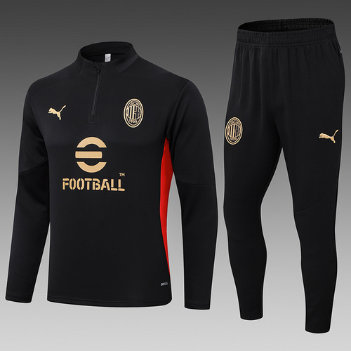 24/25 Ac Milan 黑色半拉链运动服
