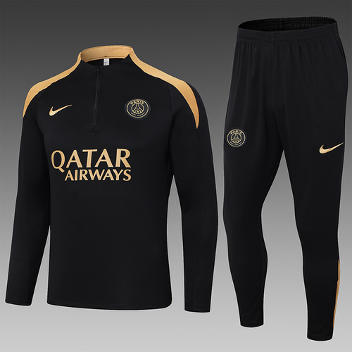 24/25 PSG 黑色卡其色领口半拉链运动服