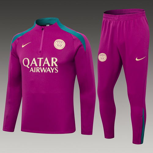 24/25 PSG 玫瑰红色半拉链运动服