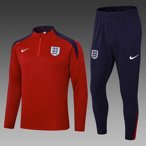 24/25 England 红色半拉链运动服