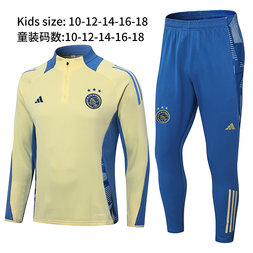 24/25 Ajax 黄色半拉链儿童运动服
