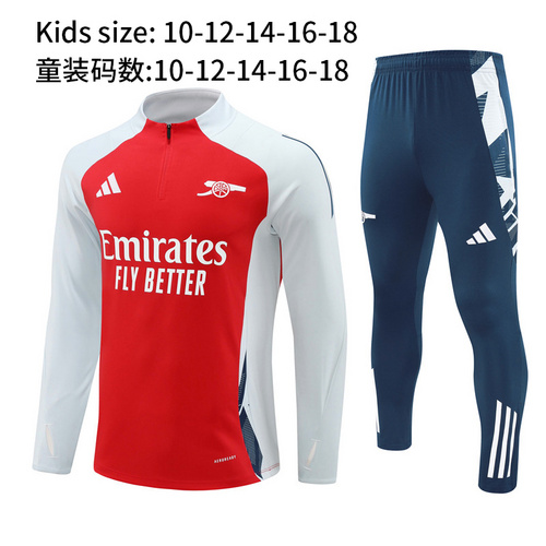 24/25 阿森纳红色半拉链儿童运动服