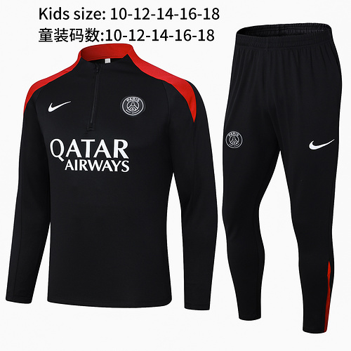 24/25 PSG 黑红儿童半拉链运动服