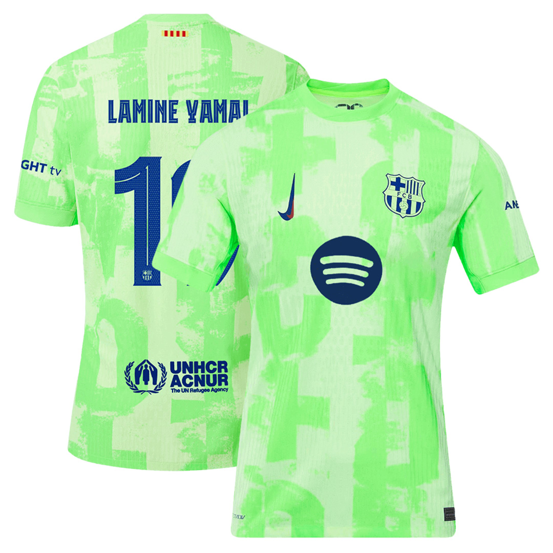 LAMINE YAMAL 19 巴塞罗那第三客场 Spotify 标志（无文字）球衣 2024/25 - UCL 字体