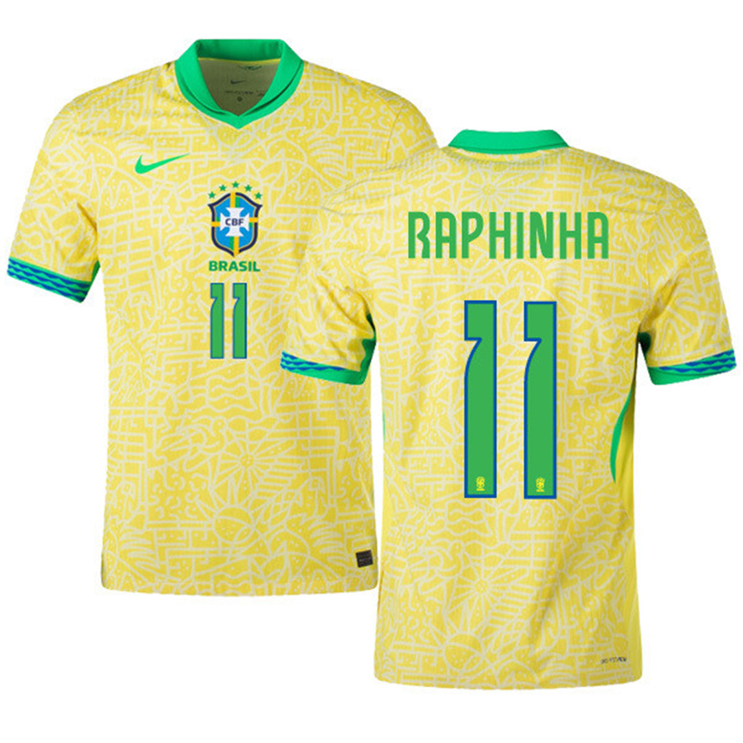 [超级复制品] RAPHINHA 11 巴西队主场球衣 2024 美洲杯