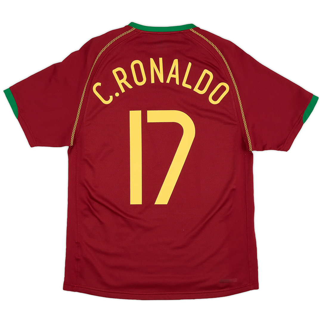 C.RONALDO 17葡萄牙复古主场球衣2006世界杯