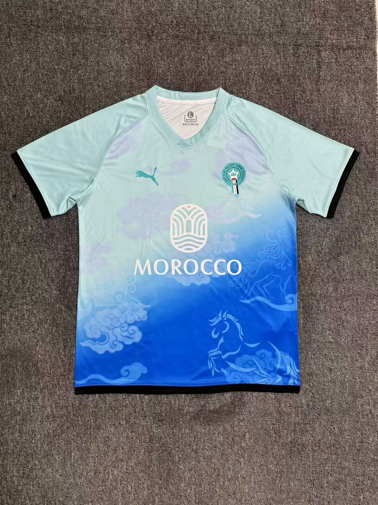 球迷版 2025 摩洛哥训练服蓝色